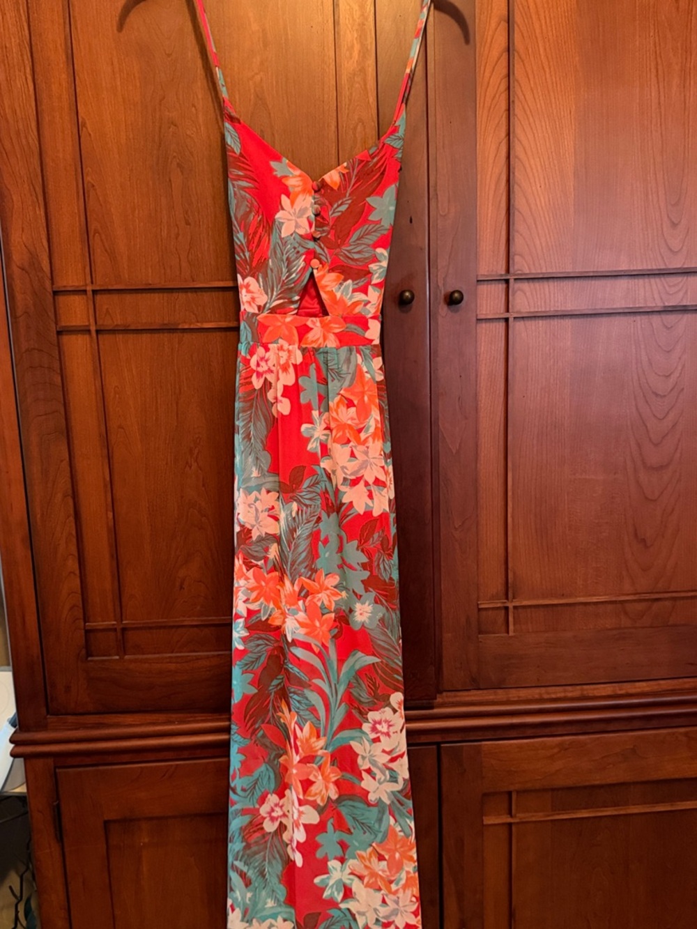 Candie's Red Floral Tropical Maxi Dress